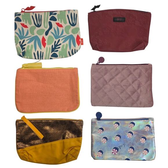 NEW Lot of 6 Ipsy Makeup Cosmetic Glam Bags Travel Zip Pouch Multi-Color Designs - Picture 1 of 6